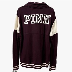 PINK Victorias Secret Half Zip Varsity Pullover Sweatshirt Women’s Size Large
